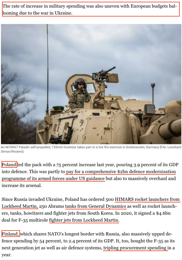 “美式拱火”持續 北約成員國成軍費增長大戶